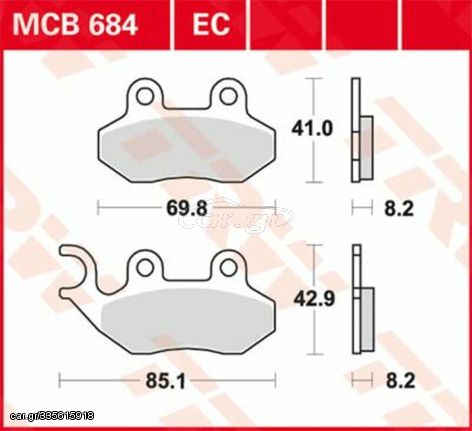 Κωδ.237898 TRW οργανικά τακάκια MCB684EC για SYM JET EUROX 50 03-15 / PGO T-REX 50 04-13 1 σετ για 1 δαγκάνα τηλ.215-215-8211