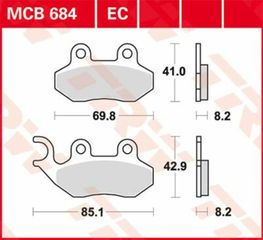 Κωδ.237898 TRW Lucas οργανικά τακάκια MCB684EC SYM RED DEVIL 50 98-13 1 σετ για 1 δαγκάνα τηλ.215-215-8211