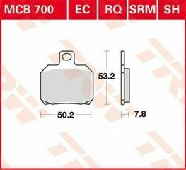 Κωδ.237903 TRW οργανικά τακάκια MCB700EC για PEUGEOT SPEEDFIGHT IV 50 LC 15-17 / DERBI SENDA 50 DRD SM 06-13 1 σετ για 1 δαγκάνα τηλ.215-215-8211