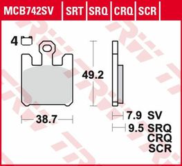 Κωδ.238278 TRW μεταλλικά τακάκια MCB742SRT για KAWASAKI ZX-10 R 1000 04-07 / KAWASAKI VN 1600 05-08 1 σετ για 1 δαγκάνα τηλ.215-215-8211