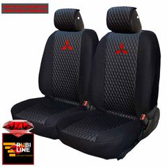 MITSUBISHI ΚΑΛΥΜΜΑΤΑ ΤΕΧΝΟΔΕΡΜΑ RUBI ΜΑΥΡΟ ME  ΚΟΚΚΙΝΟ ΚΕΝΤΗΜΑ MITSUBISHI ΣΕΤ 2ΤΜΧ