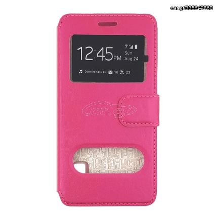 Θήκη Βιβλίο Με Παράθυρο για Sony Xperia E4g - Χρώμα: Ροζ