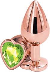 Πρωκτική σφήνα Brilliant Anal Plug Large, Rose Gold, Light Green Stone,
