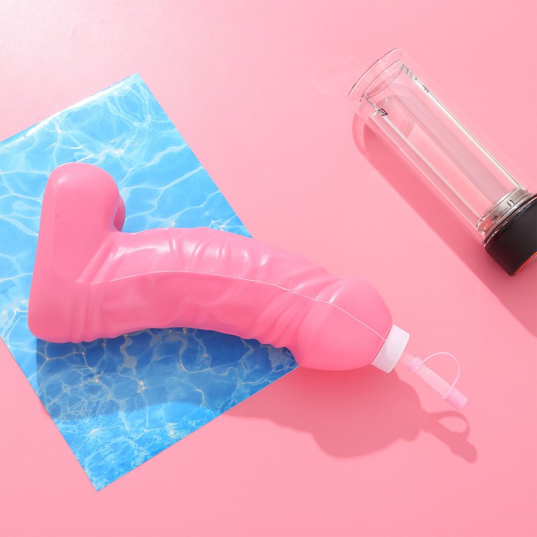 Container with Straw, Penis Shape, 600 ml