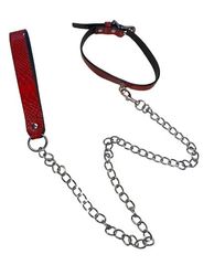 Set Fetish Collar with Leash Red