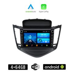 CHEVROLET CRUZE 2008-2012 Android οθόνη αυτοκίνητου 4+64GB με GPS WI-FI (ηχοσύστημα αφής 8" ιντσών 4GB CarPlay Android Auto Car Play Youtube Playstore MP3 USB Radio Bluetooth Mirrorlink  εργοστασ
