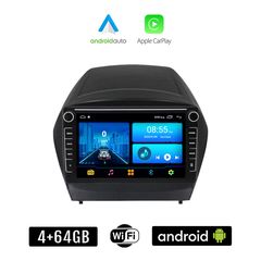 HYUNDAI IX35 2010-2015 Android οθόνη αυτοκίνητου με GPS WI-FI 4+64GB (ηχοσύστημα αφής 8" ιντσών 4GB CarPlay Android Auto Car Play Youtube Playstore MP3 USB Radio Bluetooth Mirrorlink εργοστασιακή