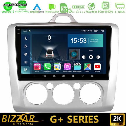 Bizzar G+ Series Ford Focus Manual AC 8core Android12 6+128GB Navigation Multimedia 9″