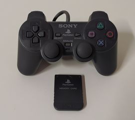 Sony Dualshock Black Controller & Memory Card PS1