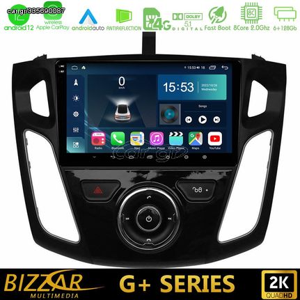 Bizzar G+ Series Ford Focus 2012-2018 8core Android12 6+128GB Navigation Multimedia Tablet 9″