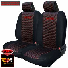 TOYOTA YARIS ΚΑΛΥΜΜΑΤΑ ΤΕΧΝΟΔΕΡΜΑ RUBI ΜΑΥΡΟ - ΚΟΚΚΙΝΗ ΚΛΩΣΤΗ ME ΚΟΚΚΙΝΟ ΚΕΝΤΗΜΑ YARIS ΣΕΤ 2ΤΜΧ