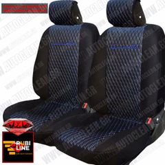 ALFA ROMEO GIULIETTA ΚΑΛΥΜΜΑΤΑ ΤΕΧΝΟΔΕΡΜΑ RUBI ΜΑΥΡΟ - ΜΠΛΕ ΚΛΩΣΤΗ ME ΜΠΛΕ ΚΕΝΤΗΜΑ GIULIETTA ΣΕΤ 2ΤΜΧ