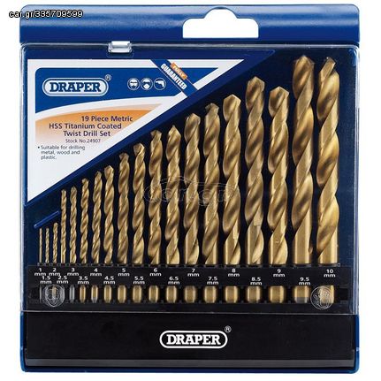 Draper Metric Hss Titanium Coated Drill Set 19 Pieces 1 To 10Mm