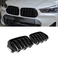 Καρδιές Μάσκας Για Bmw X2 F39 18+ M4 Look Με Διπλή Γρίλια Μαύρο Γυαλιστερό 2 Τεμάχια