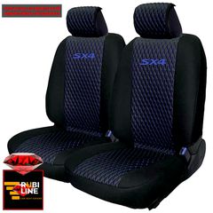 SUZUKI SX4 ΚΑΛΥΜΜΑΤΑ ΤΕΧΝΟΔΕΡΜΑ RUBI ΜΑΥΡΟ - ΜΠΛΕ ΚΛΩΣΤΗ ME ΜΠΛΕ ΚΕΝΤΗΜΑ SX4 ΣΕΤ 2ΤΜΧ