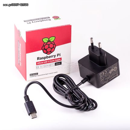 Raspberry Pi 4 Official μετασχηματιστής στα 3A (15,3W) USB-C (μαύρος)