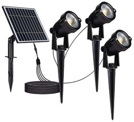 V-TAC Ηλιακό Φωτιστικό Κήπου LED 3×1.2W 50lm 60° IP65 Αδιάβροχο με Καρφί Ζεστό Λευκό Μαύρο Σώμα 20489