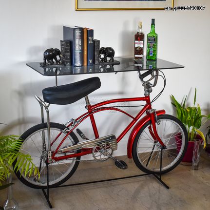 Vintage Τραπέζι από ποδήλατο με τζάμι