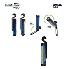 BORMANN Pro BPR6023 Φακός/Λάμπα Εργασίας Επαναφορτιζόμενος Led 250Lm, 360° Περιστροφή Κεφάλης - BPR6023