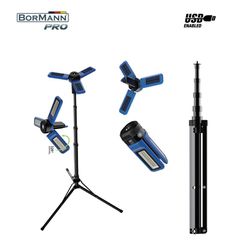 BORMANN Pro BPR6070 Φακός/Λάμπα Εργασίας Επαναφορτιζόμενος Led 1200Lm, με Ηλιακά Πάνελ - BPR6070