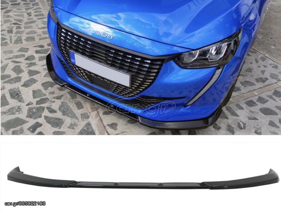 ΕΜΠΡΟΣ ΣΠΟΙΛΕΡ Front Bumper Lip Extension Spoiler Peugeot 208 Mk2 (2020-Up) Piano Black