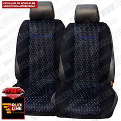MITSUBISHI ECLIPSE CROSS ΠΛΑΤΟΚΑΘΙΣΜΑΤΑ ΤΕΧΝΟΔΕΡΜΑ RUBI ΜΑΥΡΟ - ΜΠΛΕ ΚΛΩΣΤΗ ME ΜΠΛΕ ΚΕΝΤΗΜΑ ECLIPSE CROSS ΣΕΤ 2ΤΜΧ