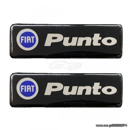 Fiat punto σήματα βιδωτά 10 χ 3 cm σε μαύρο/χρώμιο/μπλε για πατάκια – 2 τεμ.