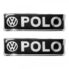 VW polo σήματα βιδωτά 10 χ 3 CM σε μαύρο/χρώμιο για πατάκια – 2 τεμ.
