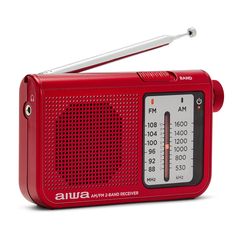 AIWA POCKET AM/FM RADIO WITH DUAL ANALOG TUNER RED