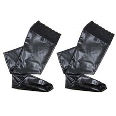 Plus Size Wet Look Hold Up Stocking with Lace-thumb-3