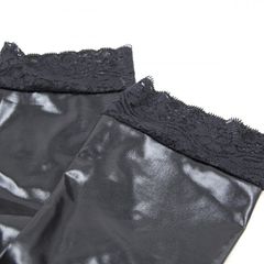 Plus Size Wet Look Hold Up Stocking with Lace-thumb-5