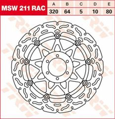 Κωδ.256513 TRW δισκόπλακα μαργαρίτα πλευστή Rac 320mm MSW211RAC για KTM RC8 1190 R 09-15 / MOTO GUZZI NEVADA 750 08-15 τηλ.215-215-8211