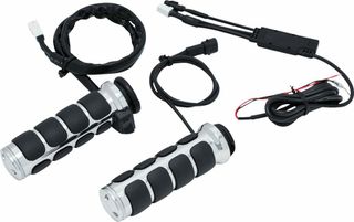Κωδ.266563 KURYAKYN θερμαινόμενα γκριπ για τιμόνι 25,4mm Iso dual cable KUR6471 ασημί χρώμιο τηλ.215-215-8211