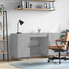 Γραφείο Γκρι Σκυροδέματος 140 x 50 x 75 εκ. από Επεξεργ. Ξύλο 829544