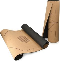 Navaris Non Slip Cork Yoga Mat - Στρώμα Γυμναστικής από Φελλό με Χειρολαβή - Alignment Lines (44764.18) 44764.18