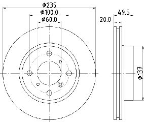 Δισκόπλακα VECTOR VD2043 για Suzuki Baleno 1900cc TD 75ps 1998 2002