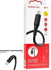 Καλώδιο Φόρτισης Δεδομένων Borofone X47 USB σε Micro USB 2.4A με ευλύγιστες ακρες , μαυρο χρωμα