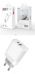 XO Φορτιστής 2 Θυρες USB-A & Type C , γρηγορης φορτισης 20watt, χωρίς Καλώδιο Λευκός (XO-L64)