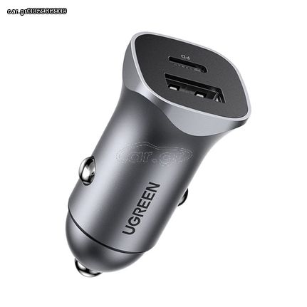 Ugreen car charger USB Type C / USB 24W Power Delivery Quick Charge gray (30780)