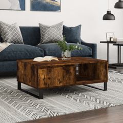 Τραπεζάκι Σαλονιού Καπνιστή Δρυς 90x60x35εκ. Επεξεργασμ. Ξύλο 827073