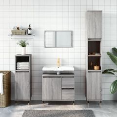 Ντουλάπι Μπάνιου Γκρι Sonoma 30x30x190 εκ. Επεξεργασμένο Ξύλο 831530