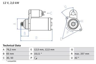 Μίζα AUDI A3, TT; FORD GALAXY I, GALAXY MK I; SEAT ALHAMBRA, CORDOBA, IBIZA III, LEON, TOLEDO II; SKODA FABIA I, OCTAVIA I; VW BORA, BORA I, GOLF IV 1.6-3.2 03.95-12.10