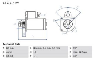 Μίζα OPEL ASTRA H, ASTRA H GTC, ASTRA J, ASTRA J GTC, INSIGNIA A, INSIGNIA A COUNTRY, SIGNUM, VECTRA C, VECTRA C GTS, ZAFIRA B, ZAFIRA B/MINIVAN, ZAFIRA C 1.9D/2.0D 04.04-