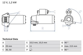 Μίζα VOLVO C30, S40 II, S60 II, S80 II, V50, V60 I, V70 III, XC60 I; FORD C-MAX, FOCUS C-MAX, FOCUS II, FOCUS III, GALAXY II, GALAXY III, GALAXY MK II, KUGA II 1.6-2.3LPG 10.03-