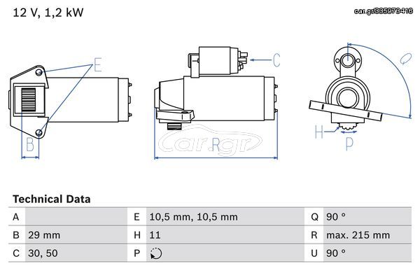 Μίζα VOLVO C30, S40 II, S60 II, S80 II, V50, V60 I, V70 III, XC60 I; FORD C-MAX, FOCUS C-MAX, FOCUS II, FOCUS III, GALAXY II, GALAXY III, GALAXY MK II, KUGA II 1.6-2.3LPG 10.03-