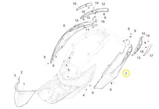 Καπάκι Πλαινό Αριστερό Γκρί Piaggio Liberty 50 iGet 4T 3V E5 ABS 2021-2022 RP8CD1100 1B001364400HY