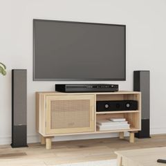 Έπιπλο Τηλεόρασης Καφέ 80x30x40 εκ. Μασίφ Πεύκο & Φυσικό Ρατάν 345614