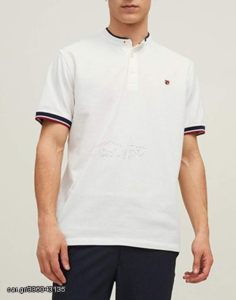 Jack & Jones Ανδρική Βαμβακερή Μπλούζα Polo Άσπρο Regular Fit (12171658) (50% Βαμβάκι, 50% Πολυεστέρας)