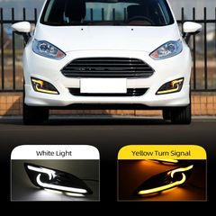 Μαρκέ full led φώτα ημέρας μαζί με φλας για Ford Fiesta 2009-2017