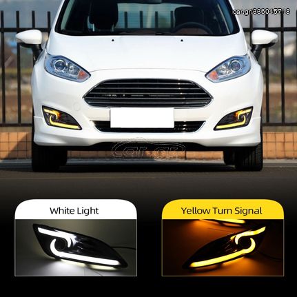 Μαρκέ full led φώτα ημέρας μαζί με φλας για Ford Fiesta 2009-2017